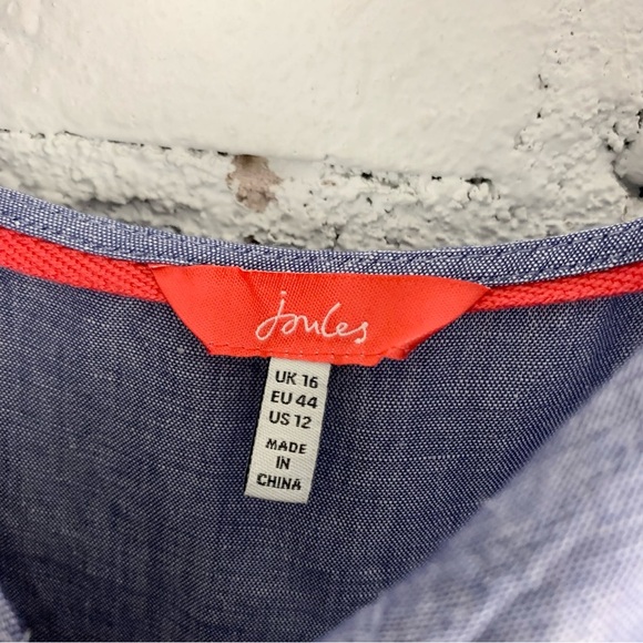 Joules Abby Blue Linen Midi Button Up Sleeveless Sundress 12 - Picture 6 of 9